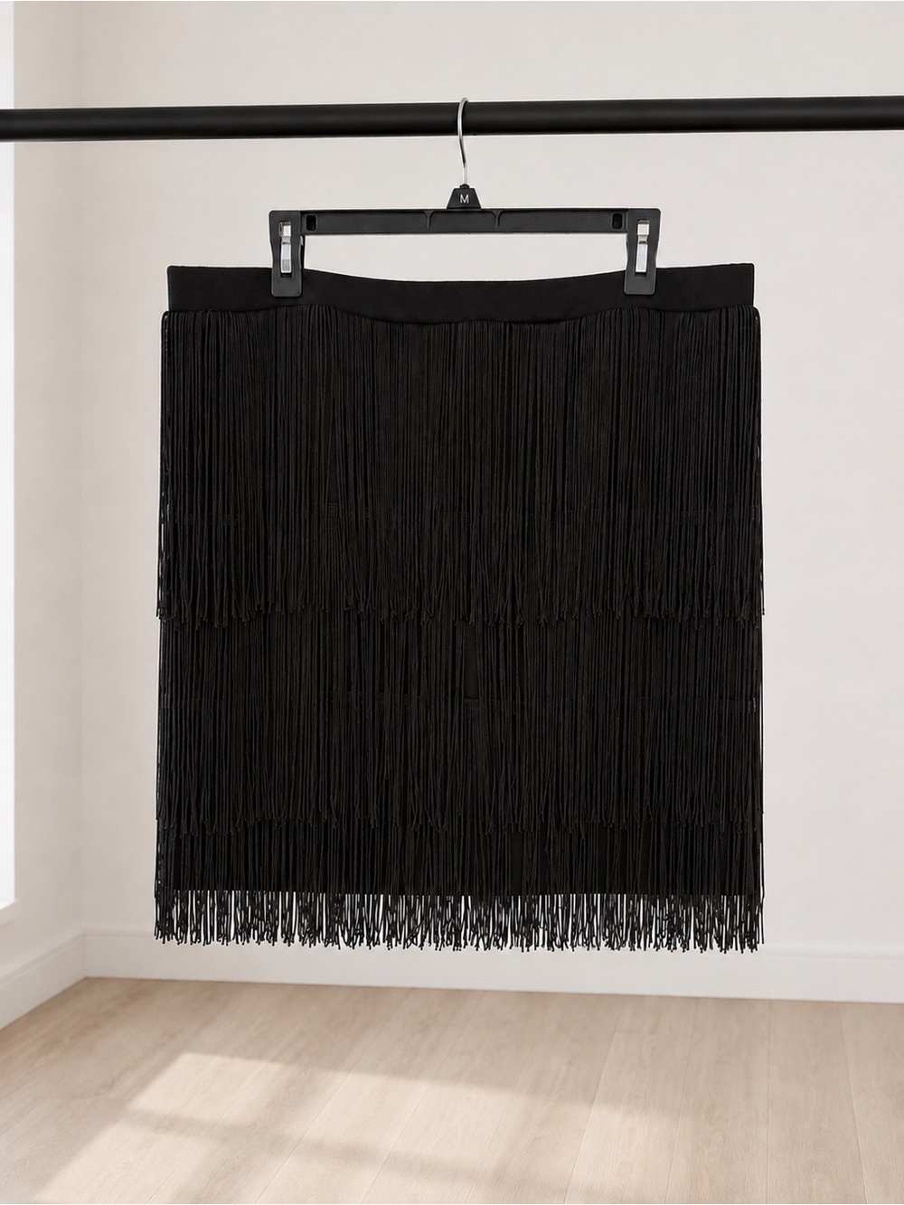 ARULA Black Fringe Mini Skirt